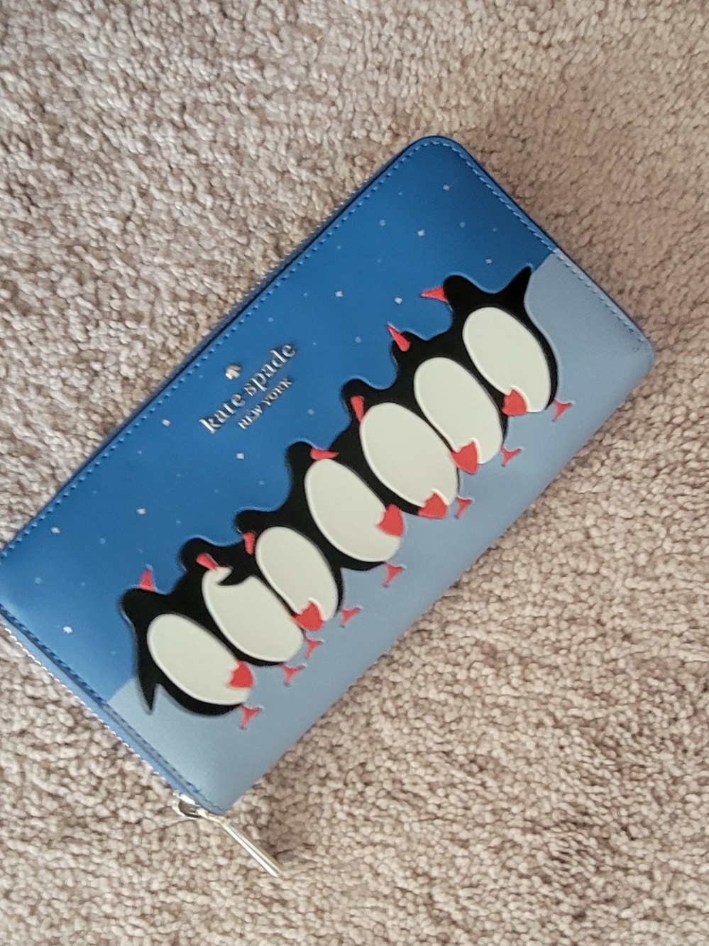 Kate Spade Kids Blue Penguin Zip Wallet